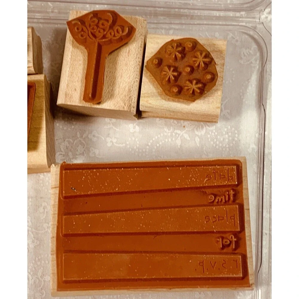 STAMPIN' UP! EAT CAKE 8 WOOD MOUNTED Rubber Stamps 2006 BIRTHDAY